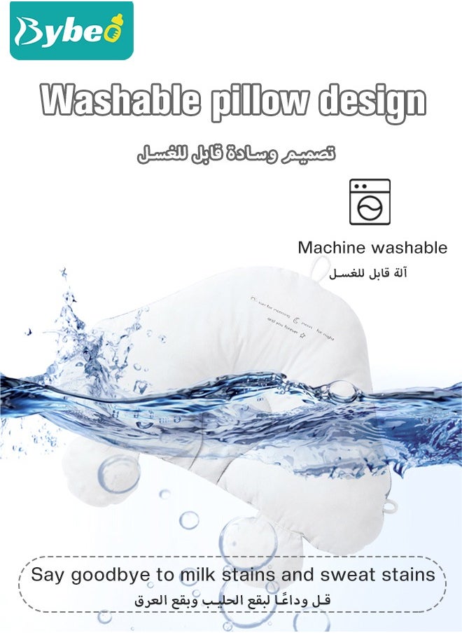 Bybeo - Baby Nursery Sleeping Pillow For Newborn, Baby Shaping Pillow With 2 Anti-Startle Sides, Soft Cotton Anti Rollover Pillow for Boys and Girls, Kids Infants Superhigh Quality - Image 1