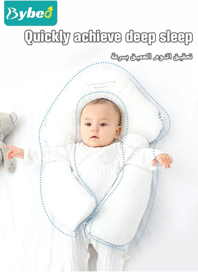 Bybeo - Baby Nursery Sleeping Pillow For Newborn, Baby Shaping Pillow With 2 Anti-Startle Sides, Soft Cotton Anti Rollover Pillow for Boys and Girls, Kids Infants Superhigh Quality - Image 1