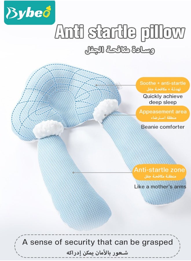 Bybeo - Baby Nursery Sleeping Pillow For Newborn, Baby Shaping Pillow With 2 Anti-Startle Sides, Soft Cotton Anti Rollover Pillow for Boys and Girls, Kids Infants Superhigh Quality - Image 1
