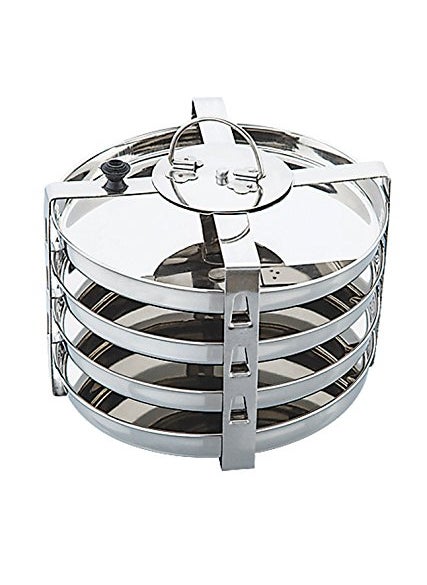 Expresso Expresso Stainless Steel Plate Stand with Handle, 4 Pieces, Silver 