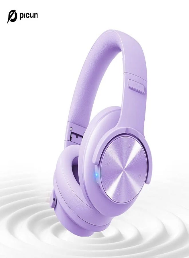 Picun B8 Wireless Bluetooth Headphones Over-Ear – 120H Playtime, 40mm HiFi Drivers, 3 EQ Modes, Bluetooth 5.3, Low Latency, Foldable Design, Built-in Mic, Hands-Free Calls , Purple - Image 1