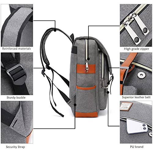 UGRACE Slim Business Laptop Backpack Casual Daypacks College Shoulder Bag for Men Women, Tear Resistant Unique Travelling Backpack Fits up to 15.6 Inch Laptop in Grey - Image 4