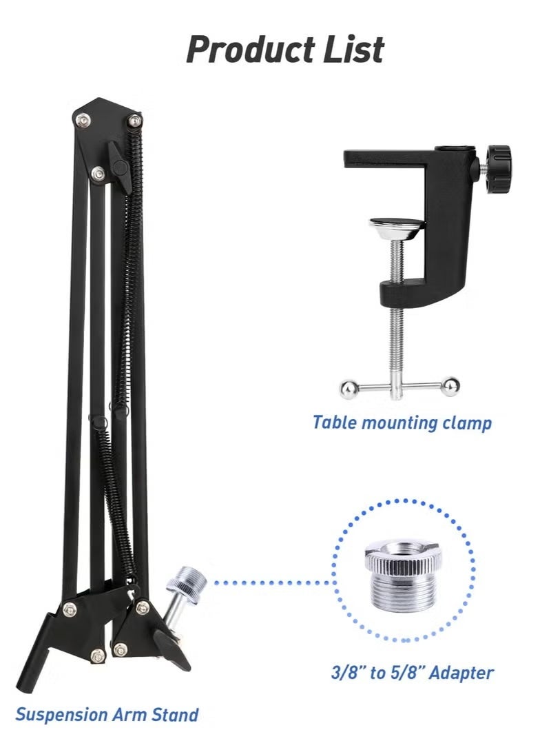 WALALLA For Hyperx Quadcast Boom Arm, Boom Scissor Arm For Hyperx Quadcast S, Professional Adjustable Mic desk mount Stand, Compatible With RGB USB Condenser Microphone(without  Microphone) - Image 2