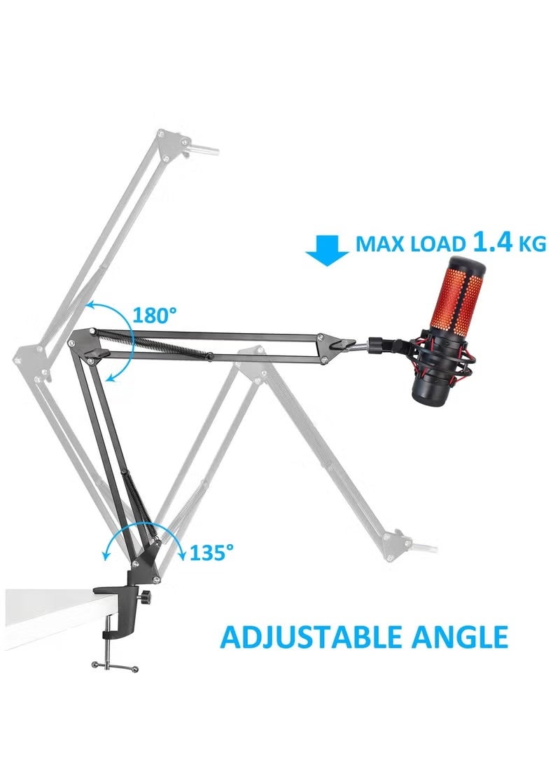 WALALLA For Hyperx Quadcast Boom Arm, Boom Scissor Arm For Hyperx Quadcast S, Professional Adjustable Mic desk mount Stand, Compatible With RGB USB Condenser Microphone(without  Microphone) - Image 5