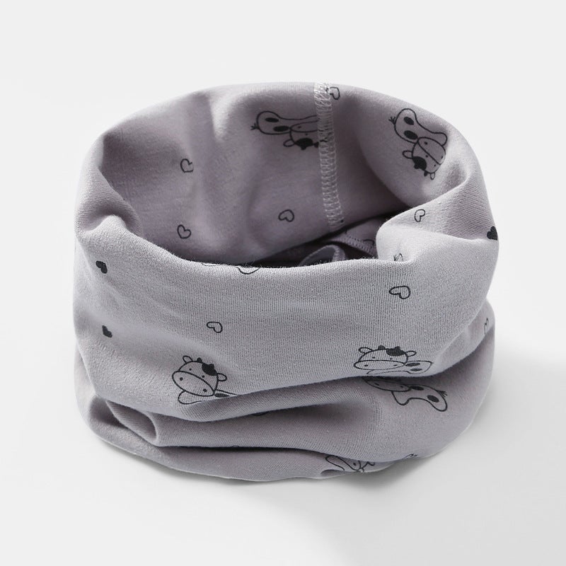 Cotton Kids Neck Gaiter Warm Autumn Winter Scarf Gray calf - Image 1