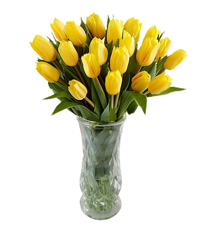 PlantaZee PlantaZee Artificial Tulip Flowers Bunches for Vase Home Decoration Items for Living Room Corner Table Top Bedroom Wedding Party Decorative Gift Set Yellow  - Image 1