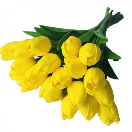 PlantaZee PlantaZee Artificial Tulip Flowers Bunches for Vase Home Decoration Items for Living Room Corner Table Top Bedroom Wedding Party Decorative Gift Set Yellow  - Image 2