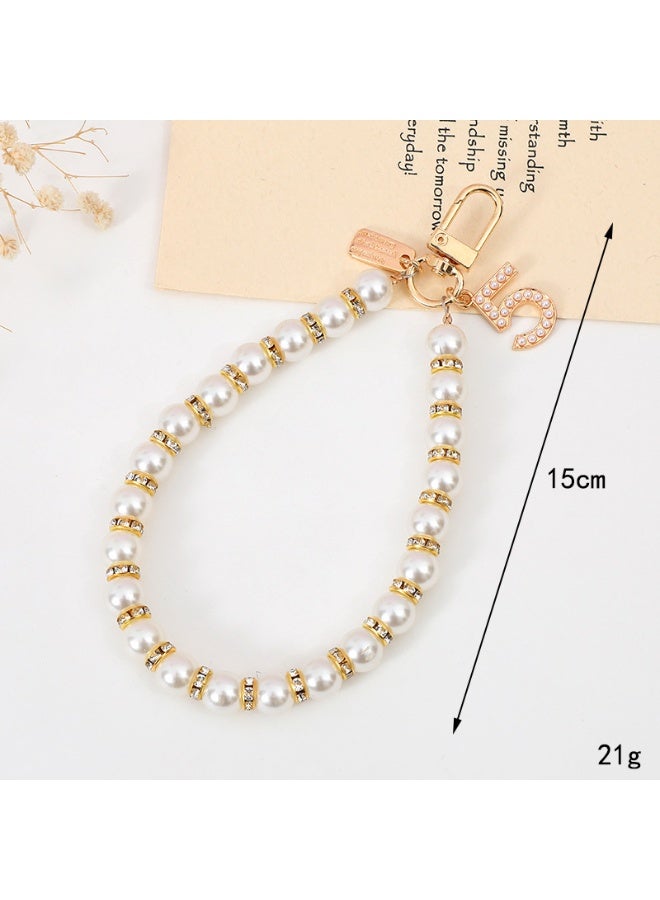 NIBEMINENT Phone Charm/ Chain Strap for Women Girls,K1960 Pearl Flowers Cell Phone Case Lanyard Wrist Strap