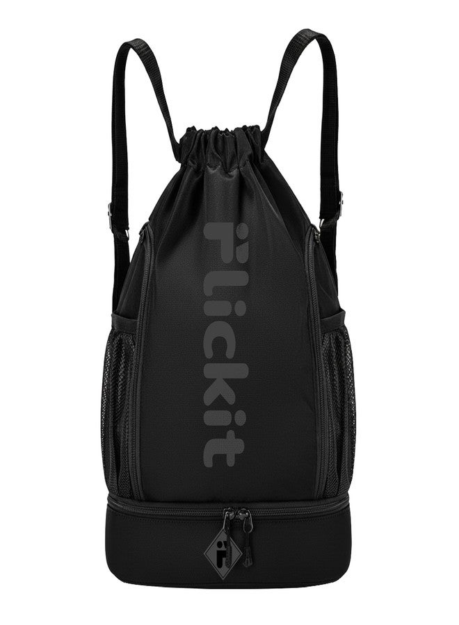 FLICKIT Pro Drawstring Sports Backpack with Shoe Compartment | Waterproof Gym & Football Bag | Mesh Side Pockets | Dual Zip Storage - Image 1