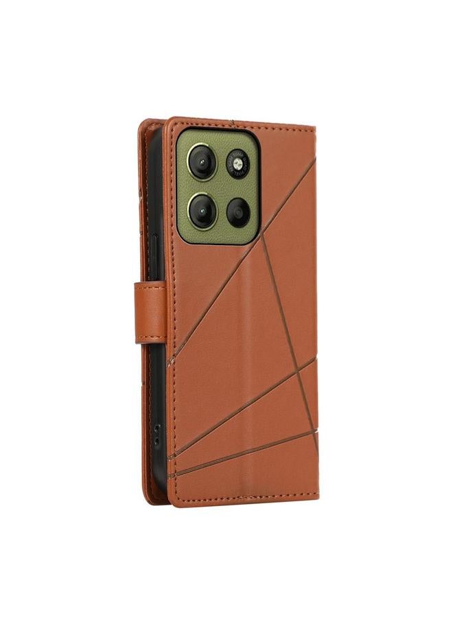اس-توب جراب لهاتف Motorola Moto G15 مصنوع من جلد البولي يوريثان الأصلي ومزخرف بخطوط منقوش - Image 3