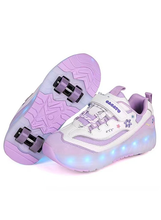 سكاي فيو حذاء تزلج بعجلات للأطفال، مزود بإضاءة LED، مناسب للرياضات الخارجية، للأولاد والبنات، مزود بعجلات قابلة لإعادة الشحن عبر USB، مزود بقفل خطافي وحلقة. المقاسات من 29 إلى 38 - Image 1