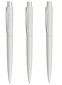 Uma Pack of 3 Retractable Metal Ballpoint Pen With Stone Look And Touch From UMA Made In Germany Light Grey  - Image 1
