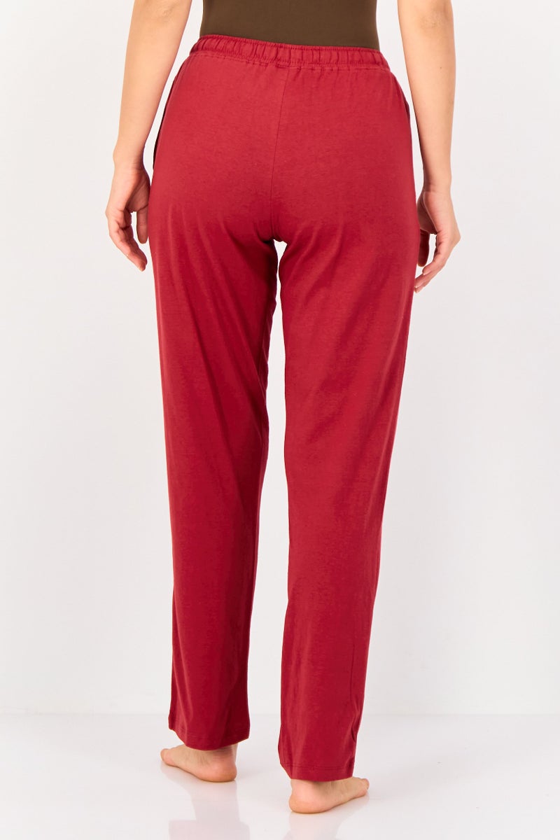 zivame Friends x Zivame Women Brand Logo Drawstring Sleepwear Pyjamas, Red - Image 2