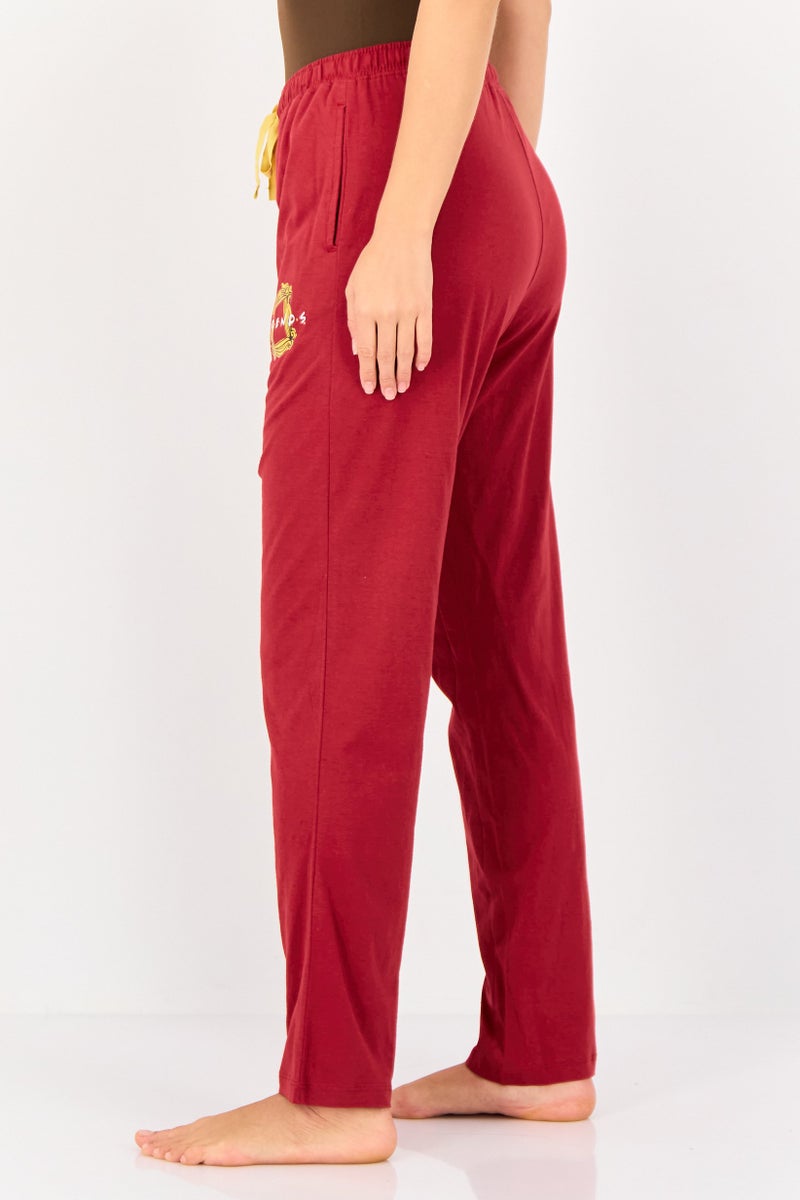 zivame Friends x Zivame Women Brand Logo Drawstring Sleepwear Pyjamas, Red - Image 4