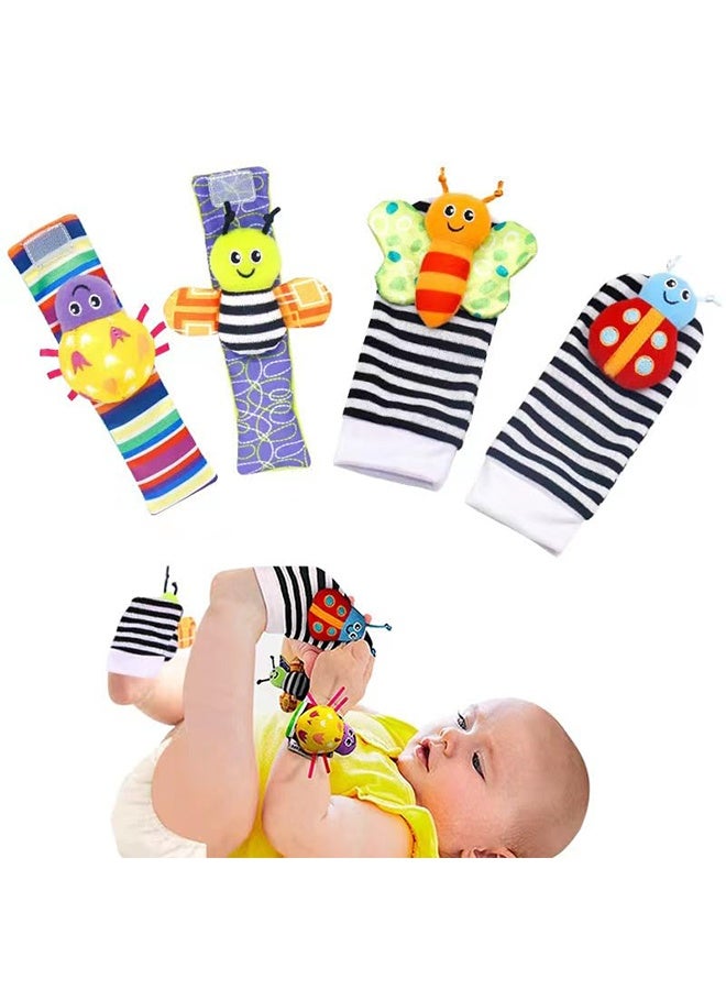 Little Treasures and Play Soft Wrist Rattle & Foot Finder Socks Set – Cotton Plush Infant Toys for Newborns 0-12 Months, Baby Shower Gifts for Boys & Girls, Hand & Feet Rattles for 3 Month Plus  - Image 2