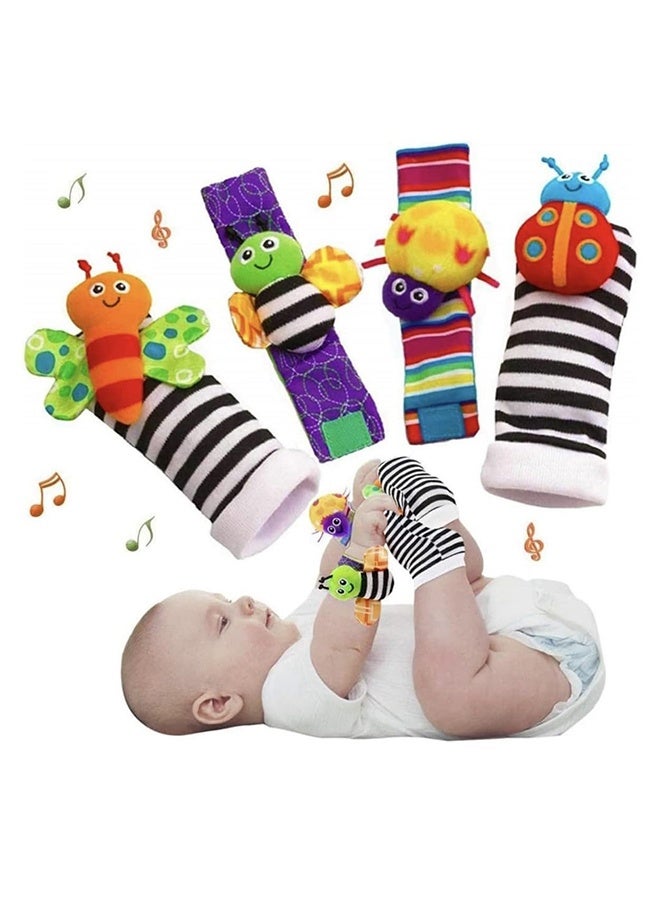 Little Treasures and Play Soft Wrist Rattle & Foot Finder Socks Set – Cotton Plush Infant Toys for Newborns 0-12 Months, Baby Shower Gifts for Boys & Girls, Hand & Feet Rattles for 3 Month Plus  - Image 1