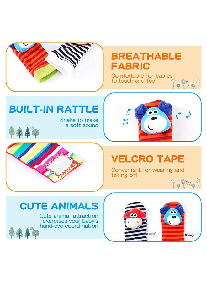 Little Treasures and Play Soft Wrist Rattle & Foot Finder Socks Set – Cotton Plush Infant Toys for Newborns 0-12 Months, Baby Shower Gifts for Boys & Girls, Hand & Feet Rattles for 3 Month Plus  - Image 5