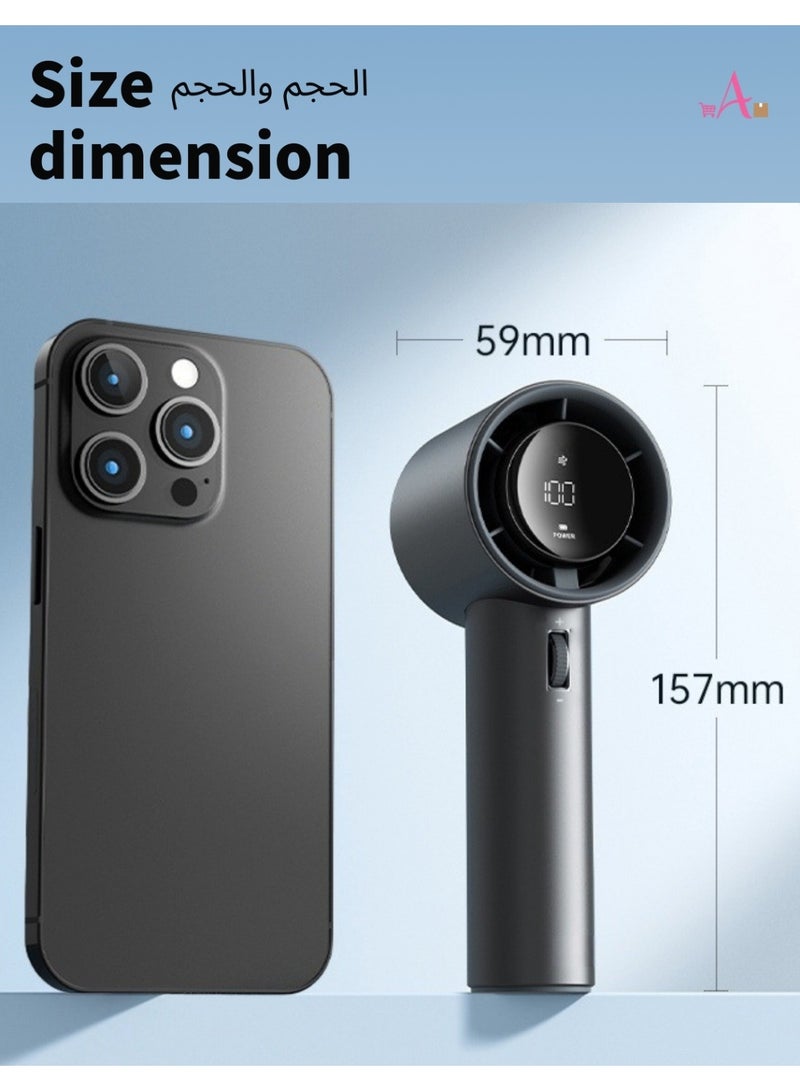 Handheld fan, long life 5200mAh portable mini fan, 100 speeds with display, strong wind, efficient and fast cooling, foldable cooling fan, Type-C fast charging, home office outdoor cooling magic tool - Image 5