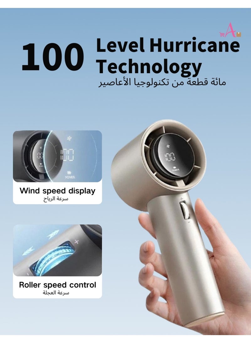 Handheld fan, long life 5200mAh portable mini fan, 100 speeds with display, strong wind, efficient and fast cooling, foldable cooling fan, Type-C fast charging, home office outdoor cooling magic tool - Image 2