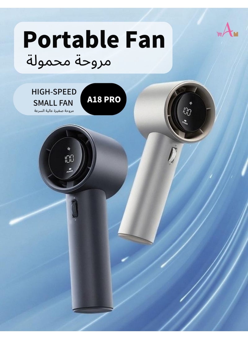 Handheld fan, long life 5200mAh portable mini fan, 100 speeds with display, strong wind, efficient and fast cooling, foldable cooling fan, Type-C fast charging, home office outdoor cooling magic tool - Image 1