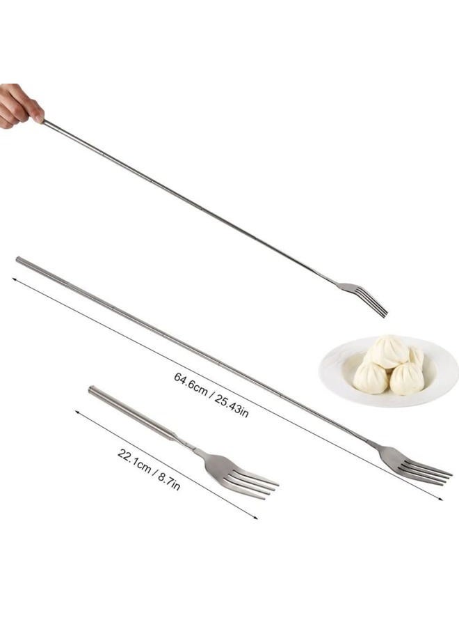 Cuifati Adjustable Telescopic Fork Extendable Fork Long Fork Toasting Fork Extending Fork Extra Long Fork Extended Fork Stainless Steel, For Eating, Barbecue, Dinner, Dessert, Sausage, Vegetable - Image 2