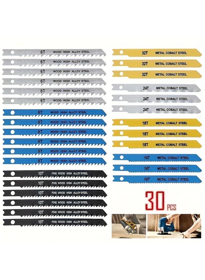 30 قطعة من شفرات منشار الجنزير من الصلب الكربوني، ذو شكل U، لقطع الخشب والمعدن والبلاستيك - Image 4