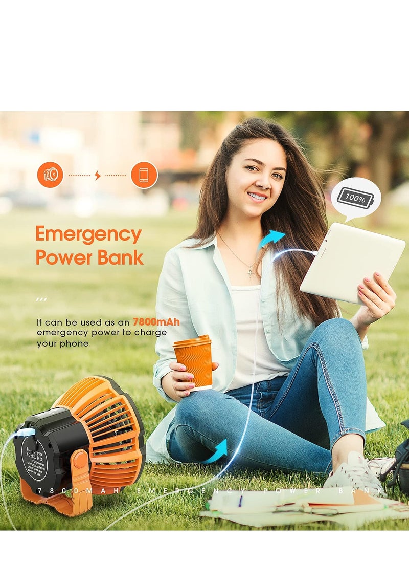 WENTCCION Portable Camping Fans,Camping Lantern with Remote Control,180° Head Rotation USB Rechargeable Ceiling Fan,Portable Tent Fan for Outdoor Picnic,BBQ,Car  - Image 2