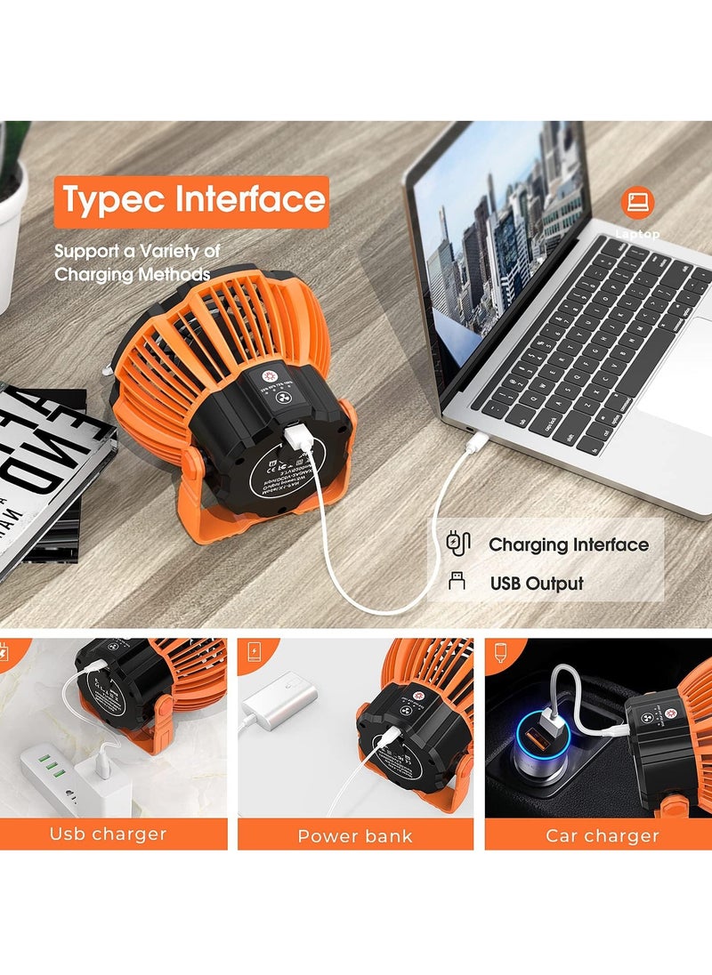 WENTCCION Portable Camping Fans,Camping Lantern with Remote Control,180° Head Rotation USB Rechargeable Ceiling Fan,Portable Tent Fan for Outdoor Picnic,BBQ,Car  - Image 3