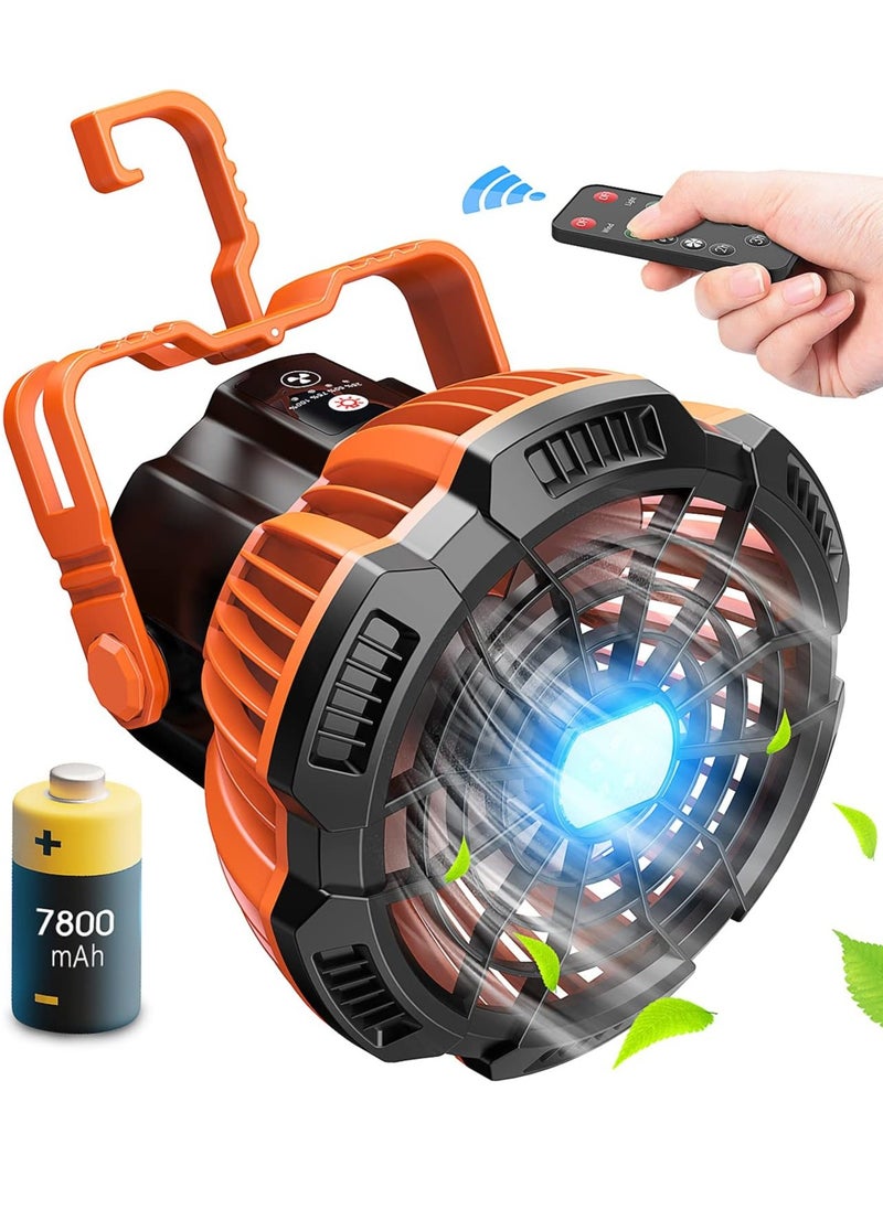 WENTCCION Portable Camping Fans,Camping Lantern with Remote Control,180° Head Rotation USB Rechargeable Ceiling Fan,Portable Tent Fan for Outdoor Picnic,BBQ,Car  - Image 1