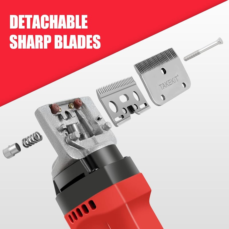 TAKEKIT Horse Clippers, 600W Professional Heavy Duty Horse Body Clippers, 6-Speeds Large Livestock Clippers for Body Clipping Horse Equine Cattle and Thick Coat Animals, with One Set of Extra Blades - Image 4