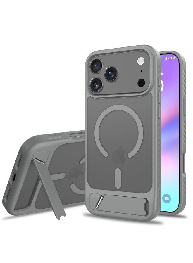 Magnetic Compatible with iPhone 17 Pro Case, 【Built-in Invisible Kickstand】【Compatible with Mag-Safe】Slim Translucent Matte Phone Case Slim Fit Military Grade Drop Protection Shockproof Anti-Fingerprint Phone Case, 6.3'' inch 2025 - Image 1