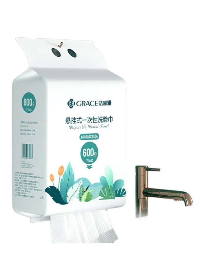 Grace مناديل تنظيف الوجه القابلة للاستخدام مرة واحدة، نسيج لؤلؤي، للاستخدام الرطب والجاف، موزع معلق، عبوة قيمة إضافية، مناديل ناعمة، 180 ورقة - Image 2