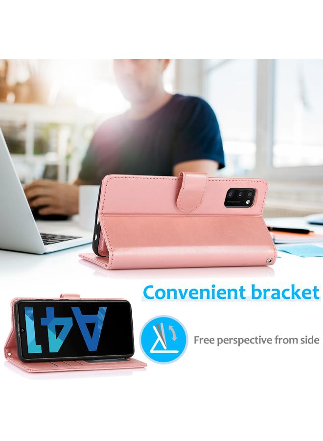 S-TOP Case For Samsung Galaxy A41 Calf Texture 2 in 1 Detachable Magnetic Back Cover Horizontal Flip Leather Case with Holder & Card Slots & Wallet & Photo Frame - Image 5