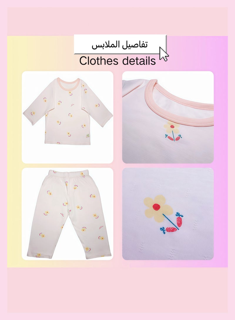 Children's seven - quarter - length air - conditioned clothing, ultra - thin tencel for boys and girls of medium and small size, breathable modal sleepwear sets  - Image 2