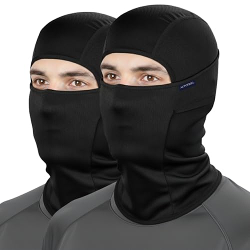 AUTOFRILL Balaclava for Men – Full face mask for Bikers Helmet Liner & Head Cover for Men Breathable Mask for Motorcycle Riding & Cycling (Black, Pack of 2) - Image 1