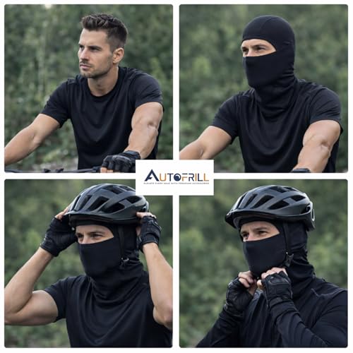 AUTOFRILL Balaclava for Men – Full face mask for Bikers Helmet Liner & Head Cover for Men Breathable Mask for Motorcycle Riding & Cycling (Black, Pack of 2) - Image 2