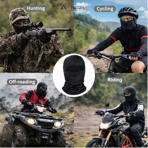 AUTOFRILL Balaclava for Men – Full face mask for Bikers Helmet Liner & Head Cover for Men Breathable Mask for Motorcycle Riding & Cycling (Black, Pack of 2) - Image 3