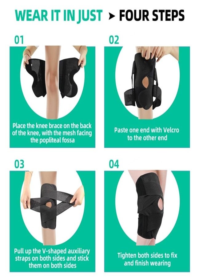 Malloraned Knee Brace for Women Pain Relief,Knee Brace with Side Stabilizers,Meniscus Tear Support Knee Sleeve for Arthritis Bursitis ACL MCL and Stabilizing Knee Protector (Black, 3XL) - Image 4