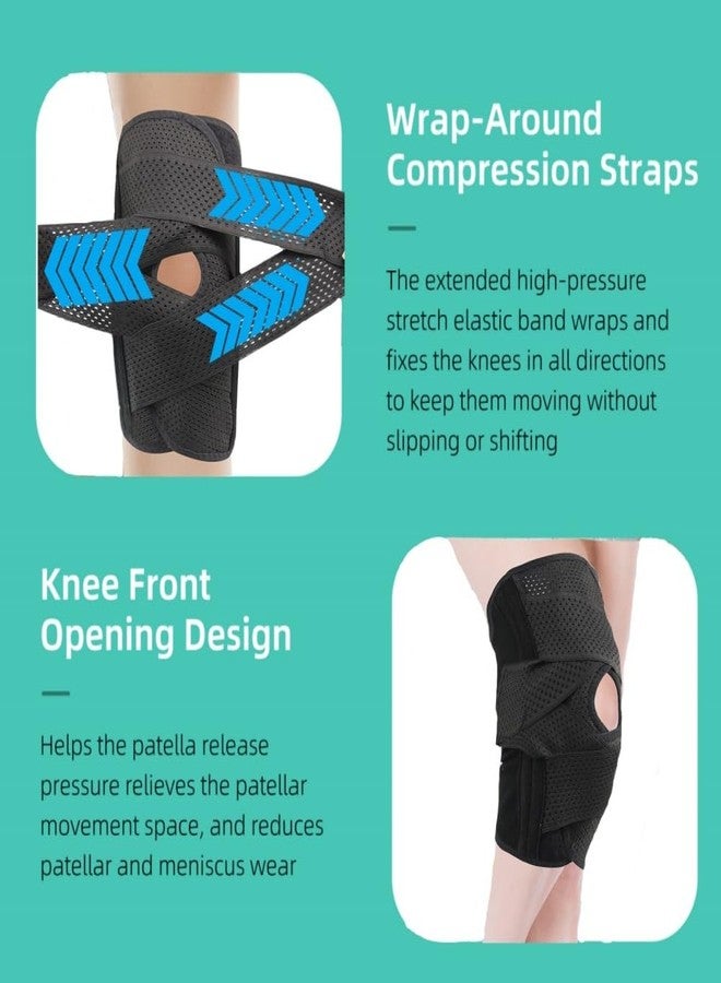 Malloraned Knee Brace for Women Pain Relief,Knee Brace with Side Stabilizers,Meniscus Tear Support Knee Sleeve for Arthritis Bursitis ACL MCL and Stabilizing Knee Protector (Black, 3XL) - Image 2