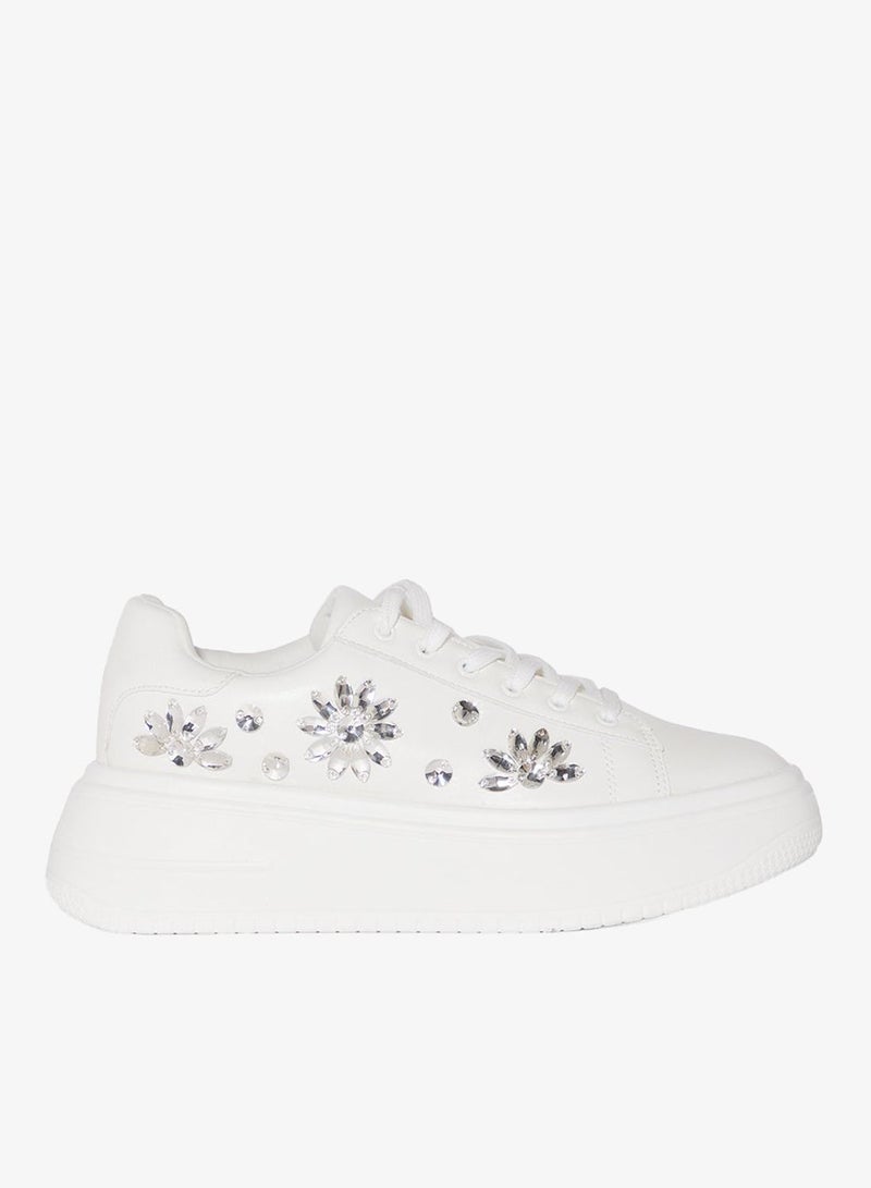 Ginger Floral Rhinestone Chunky Sneakers - Image 1