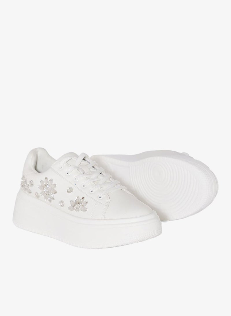 Ginger Floral Rhinestone Chunky Sneakers - Image 3