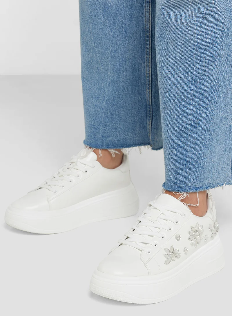 Ginger Floral Rhinestone Chunky Sneakers