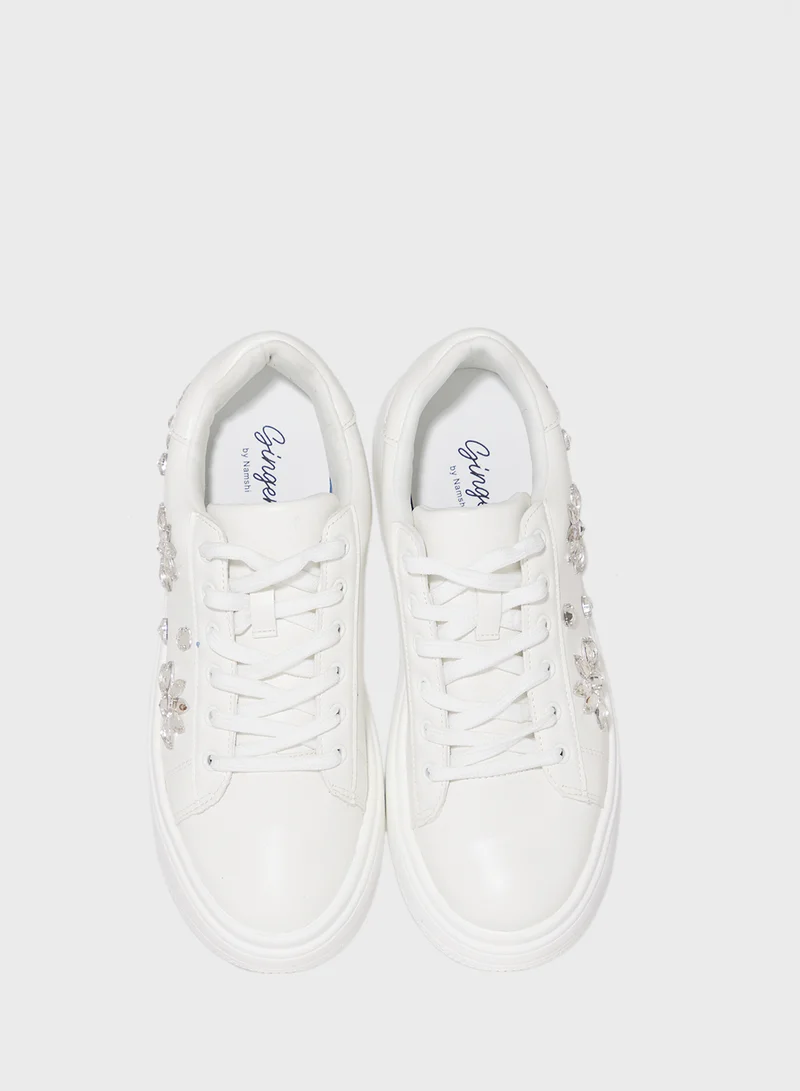 Ginger Floral Rhinestone Chunky Sneakers