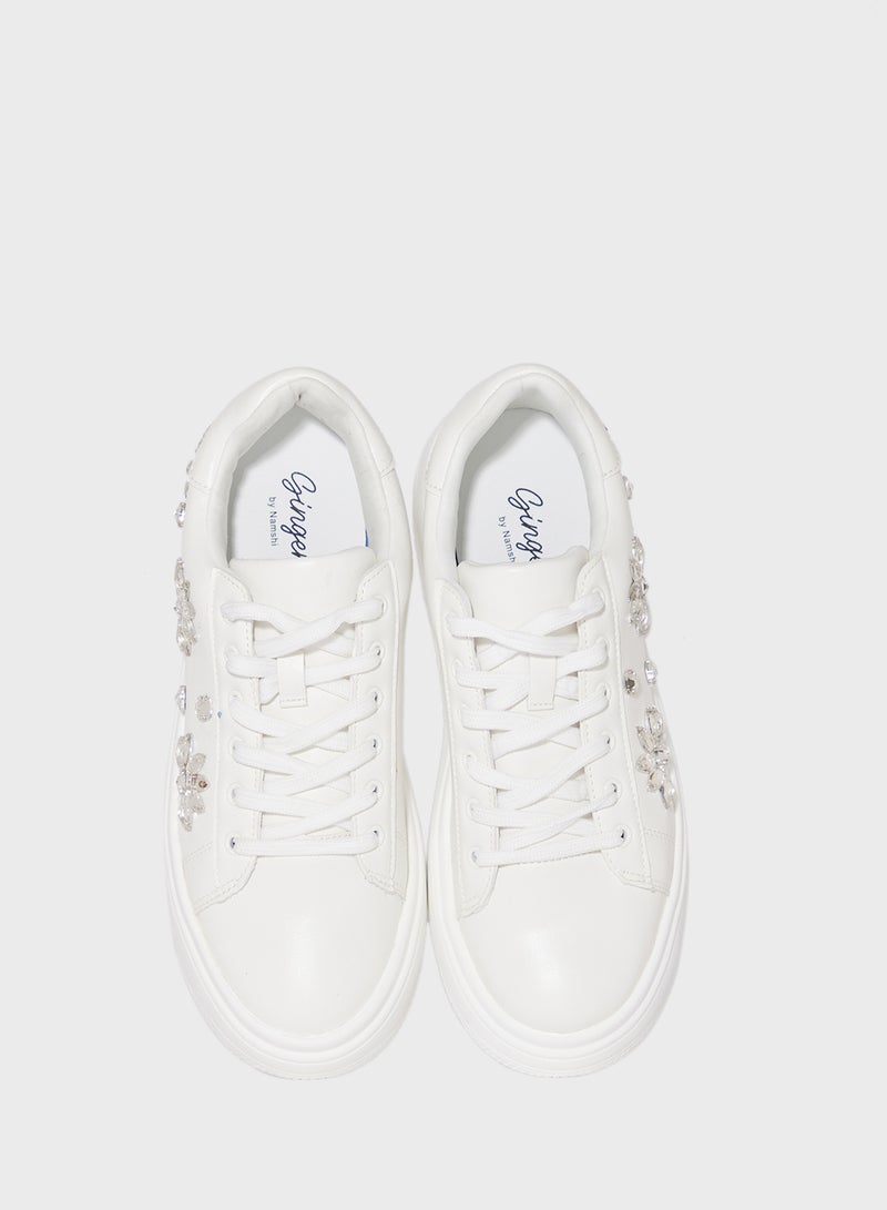 Ginger Floral Rhinestone Chunky Sneakers  - Image 4