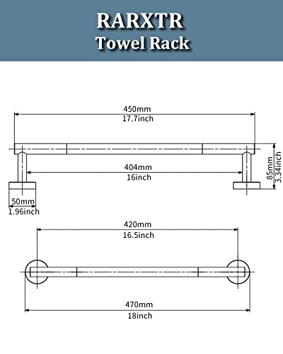 RARXTR 18 Inches Matte Black Towel Bar for Bathroom Kitchen Hand Towel Holder Dish Cloths Hanger SUS304 Stainless Steel RUSTPROOF Wall Mount (Matte Black 18-inch) - Image 2