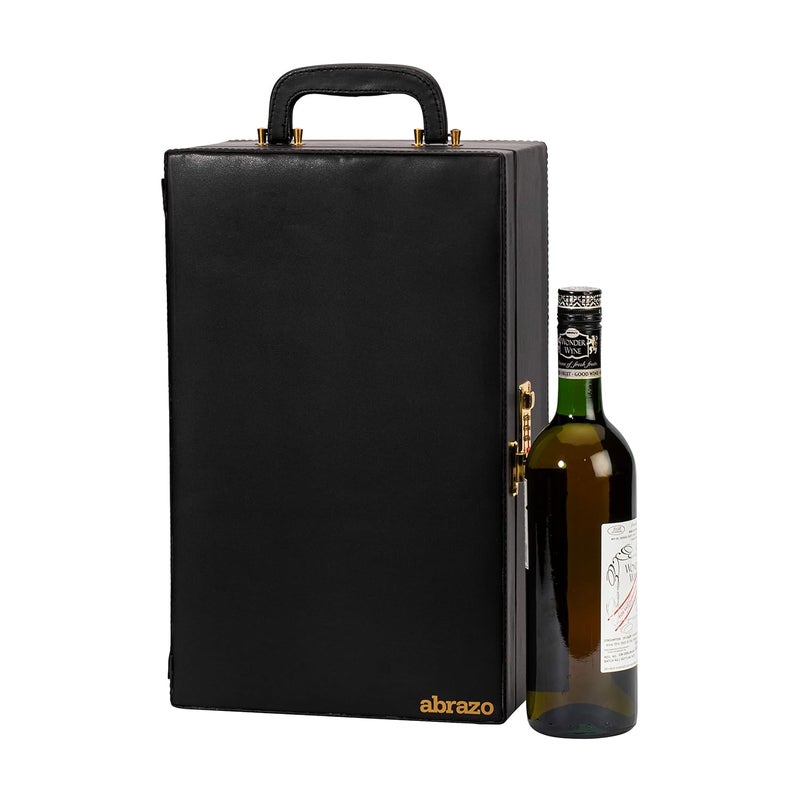 abrazo Abrazo Wine Accessories Set Leatherette Gift Box with 2 Wine Glass 3 Wine Accessories Black  - Image 3