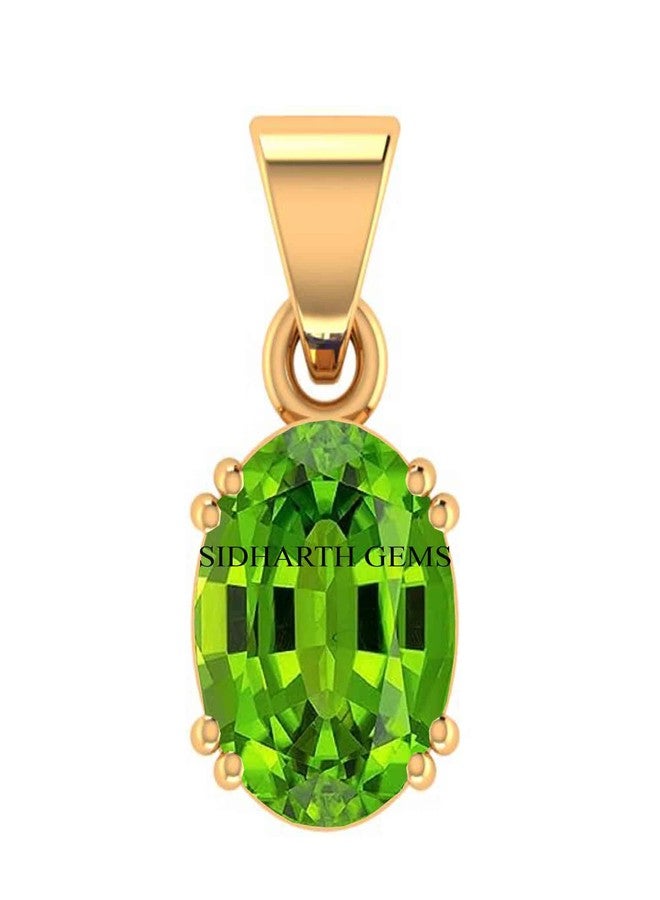 Sidharth Gems Certified 8.25 Ratti Deluxe Quality Natural Peridot Stone Gold Plated Pendant/Locket 100% Gemstone by Lab Certified(Top AAA+) Quality - Image 1