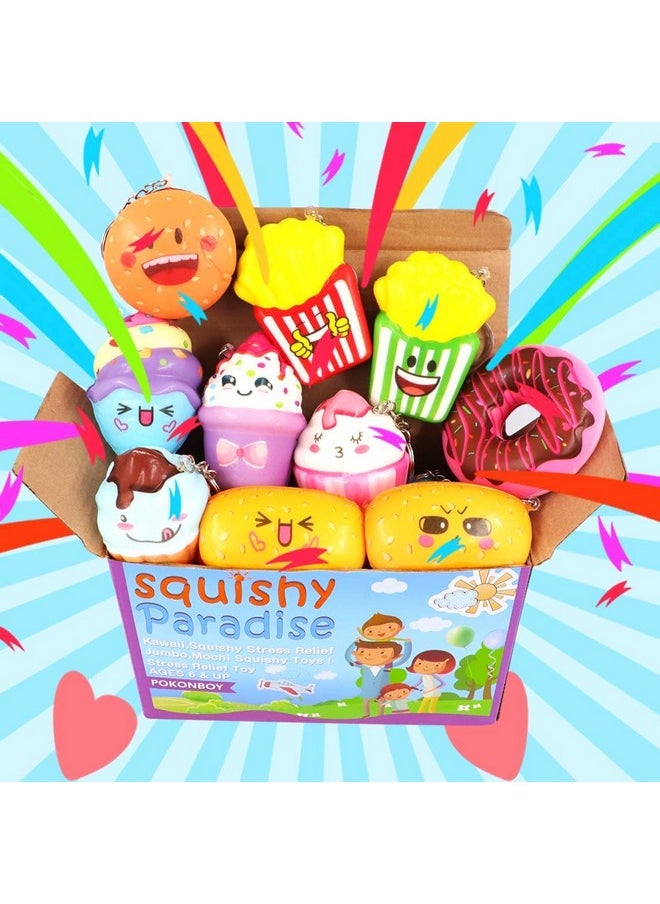 POKONBOY Squishies Donut Squishy Toys, 14 Pack Food Squishies Kawaii Cute Donuts & Ice Cream & Pizza Slow Rising Creamy Scent Stress Relif Squishies Pack Party Favors Decorative With Key Chain  - Image 4