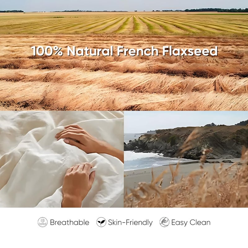 MINUPWELL 100% Pure Linen Blanket,100% Natural Flax Linen Throw Blanket, 79"x63" French Linen Fabric,Soft,Breathable and Skin-Friendly Bed Blanket - Linen Color - Image 5