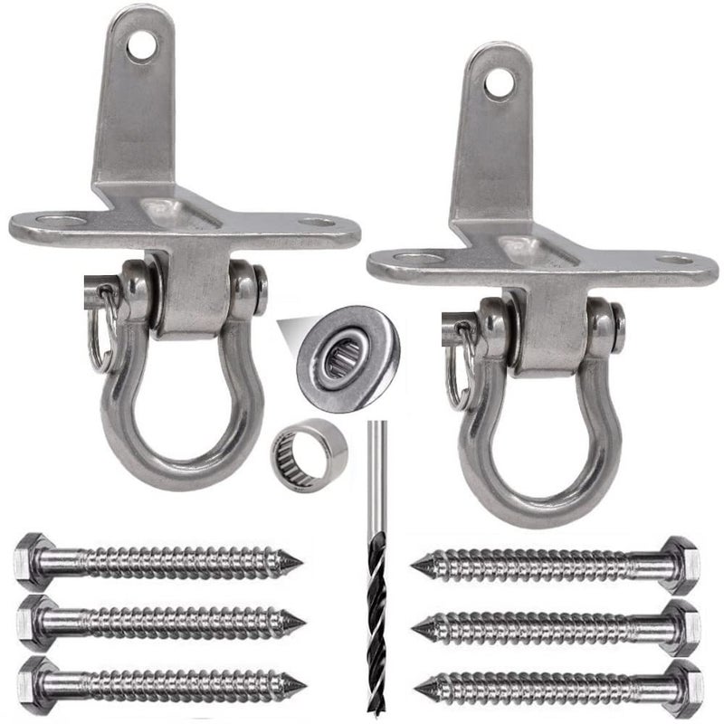 Dakzhou 2Pack Stainless Steel Swing Hangers AntiRust Heavy Duty Hanger Slient Bearing 180 Rotary Swing 1500LB Wooden Concrete Playground Yoga Hammock Chair Sandbag Porch Swing Frame - Image 3